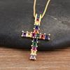Nidin Hot Sale Square Shape Zircon Jesus Cross Pendant Necklace For Female Male Daily Party Charm Jewelry Wholesale Accessories