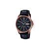100 Meters Waterproof, Quartz Movement, Leather Strap, Japanese and Korean Watch, Men's Watch, Black Dial MTP-1384L-1A2V
