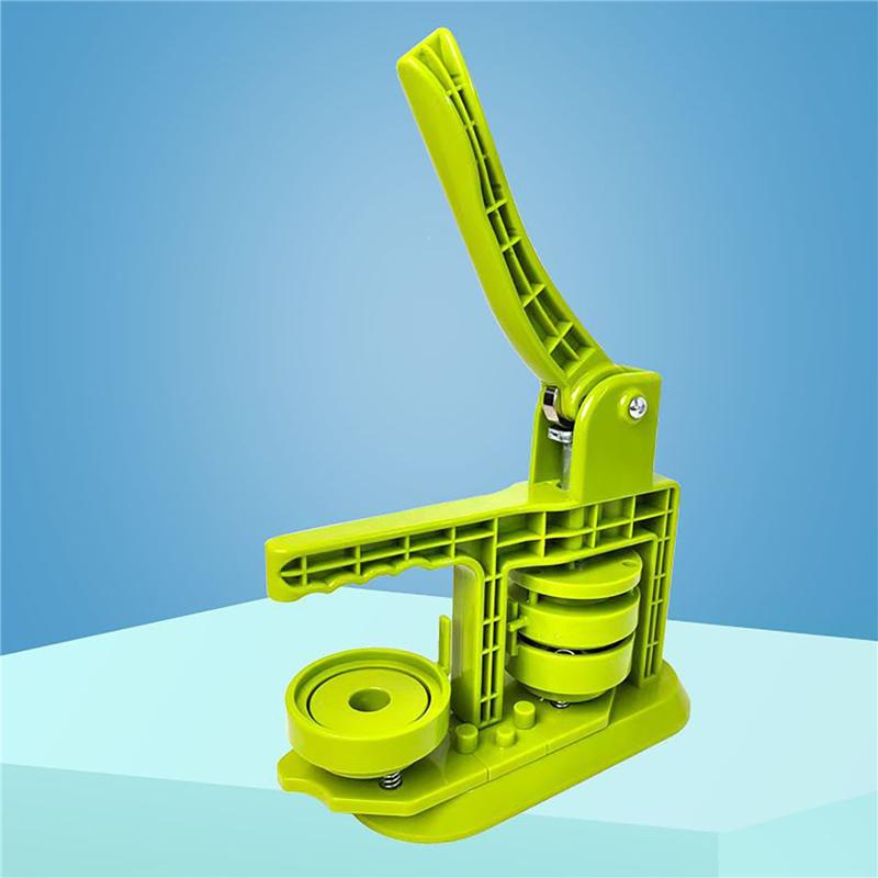 Green 58mm Badge Maker Machine for DIY Making Round Badge Pins Fridge Magnets Professional Rotating Type Manual Press Machine