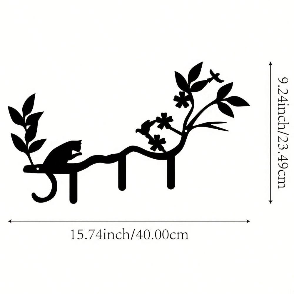 Bohemian Style Cat Key Holder Wall Hooks Bird Perch Key Organizer Metal Art Home Decor