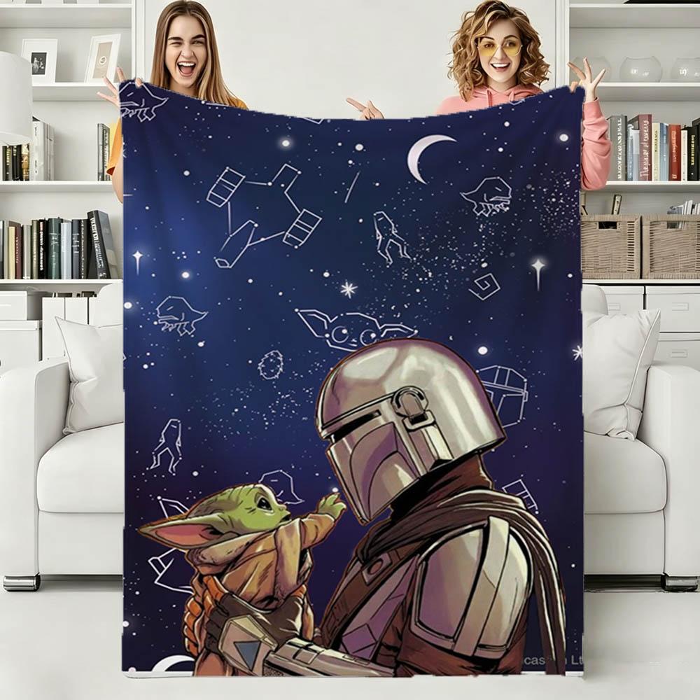 3D The Adorable Yoda Cute Movie Flannel Blanket Soft Throw Blanket Art for Home Decor Bedroom Bed Sofa Picnic Cover Kids Gifts