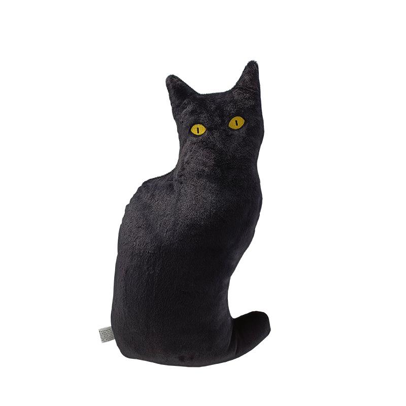 Cartoon Black Cat Throw Pillow Plush Toy Doll Three Flower Cat Doll Home Sofa Pillow Cushion Rag Doll