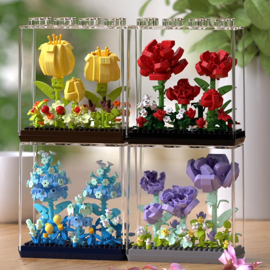 Music Flower Box Compatible Building Blocks Bouquet: Sunflower & Carnation Toy for Children and Teachers