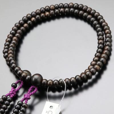 Nenju Dot Com Women Shingon Prayer Beads 8-inch Striped Ebony Matte Finish Bonten Tassel Kyoto Koyasan Paulownia Box Pouch Included Japan Made