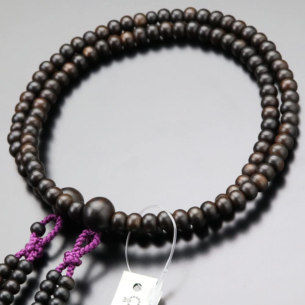 Shingon Sect Prayer Beads for Women 8 Inches Striped Ebony Sanskrit Tenbo Prayer Kyoto Prayer 8 Memorial Memorial My Own Prayer Beads Beads Bag