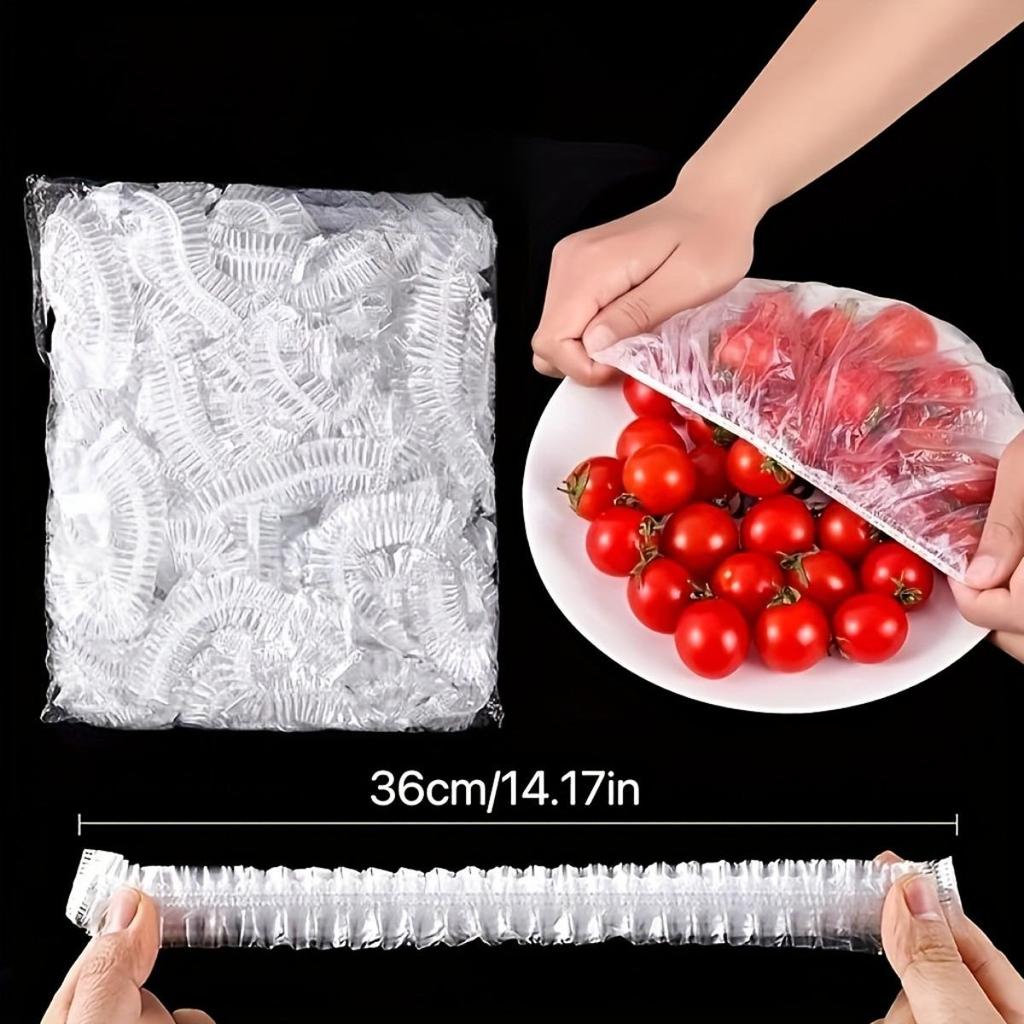 500/300/100 Pcs of Elastic Food Cling Film - Stretchable Transparent Dish Cover - Multi-purpose, Odorless Kitchen Cling Film, Anti Fly and Dust-proof