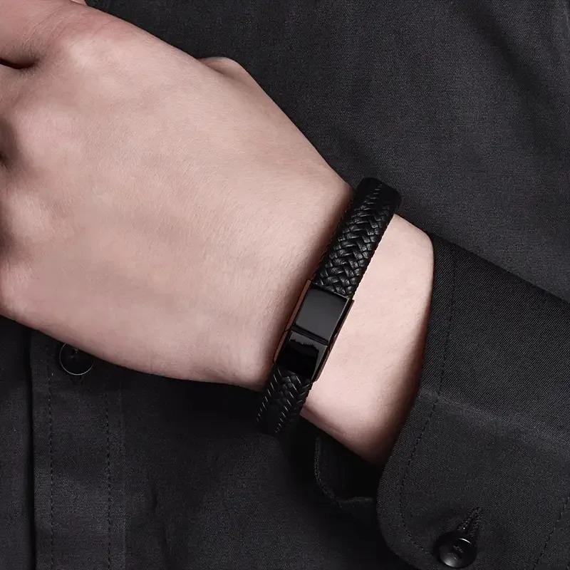 Pánské náramky Vintage tkané PU kožené lanové magnetické náramky Vysoce kvalitní elegantní dárky ozdoby