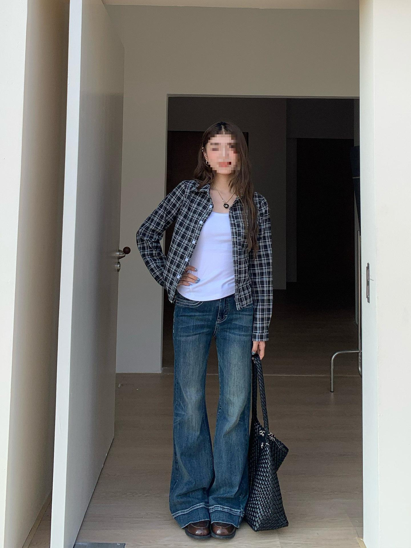 Where is the Orange Tree? Yi Mengling Style: Women s Stretchy, Slimming Micro-Flare Jeans - Autumn Design Small