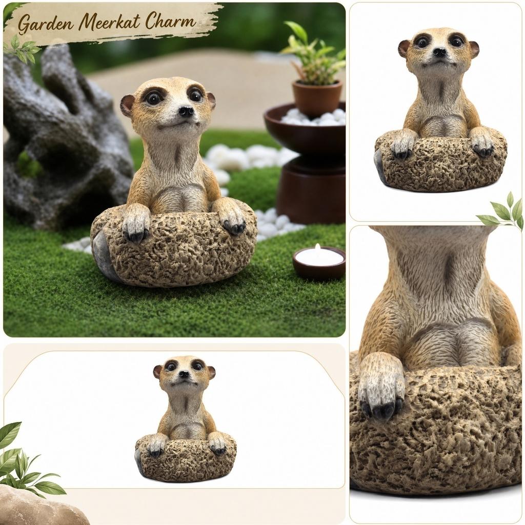 Figurina Realistica di Suricato in Resina per Decorazione Animale da Giardino