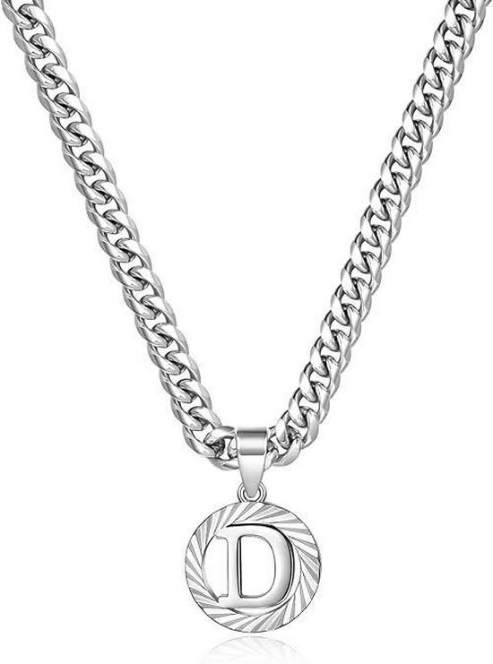 Unisex European & American Silver Letter Clavicle and Cuban Chain - Perfect Holiday Gift