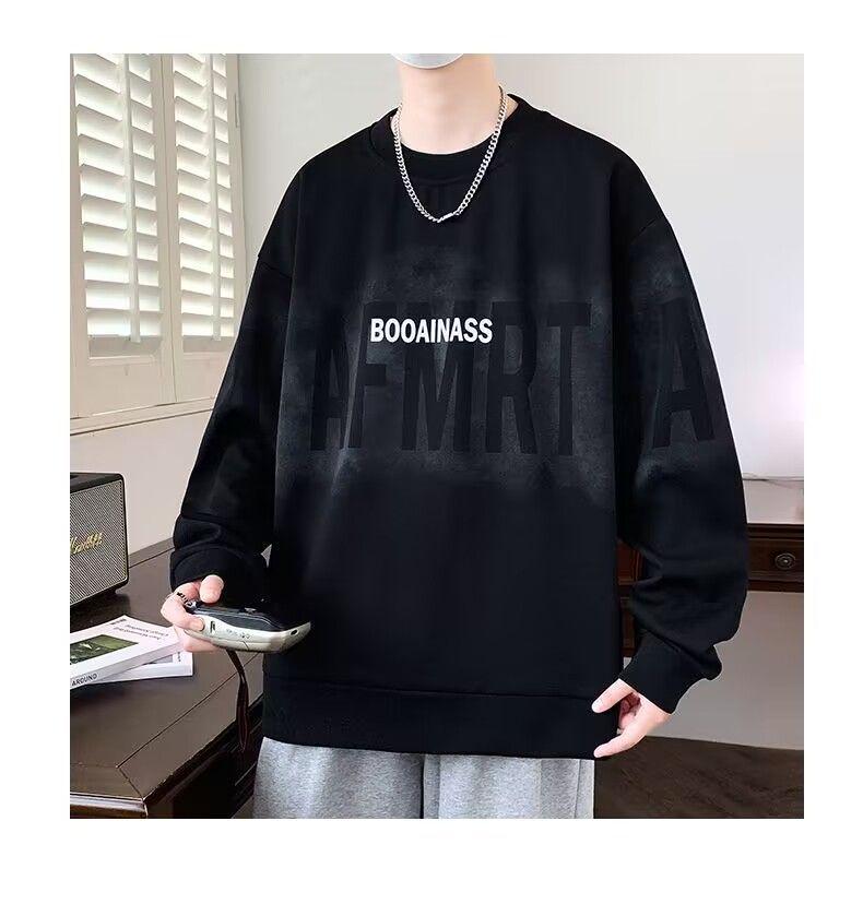 Trendy Men's Letter Print Sweatshirt: Autumn/Spring Round Neck, Long Sleeve, Casual Loose Fit.