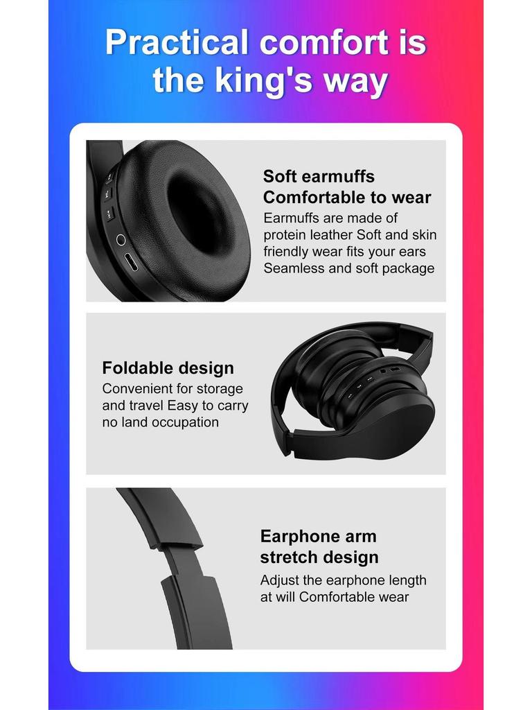 Wireless Over-Ear Bluetooth Headset with Type-C for Computers and Phones - Ideal for Gaming