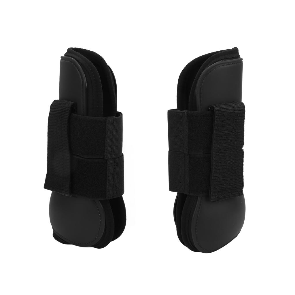 2 Pcs Horse Tendon Boots Set Soft Prevent Slip Cushioning PU Shell Tendon Guard Boots for HorsesBlack Front Legs XL