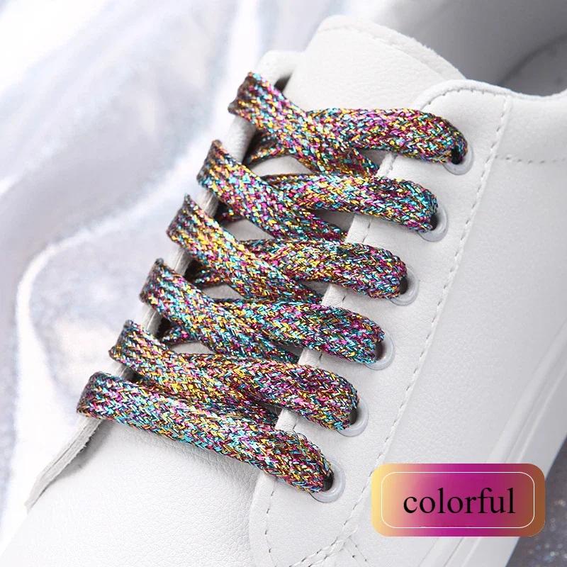 19 colors shiny gold and silver colorful bright shoelaces 100-140 cm sneakers shoelaces boots laces shoelaces string