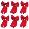 Elegant Retro Table Fabric Holders Velvet Napkin Bow Decorations 6Pcs Rings Christmas Red Decor Green Rings for Dinner Holiday