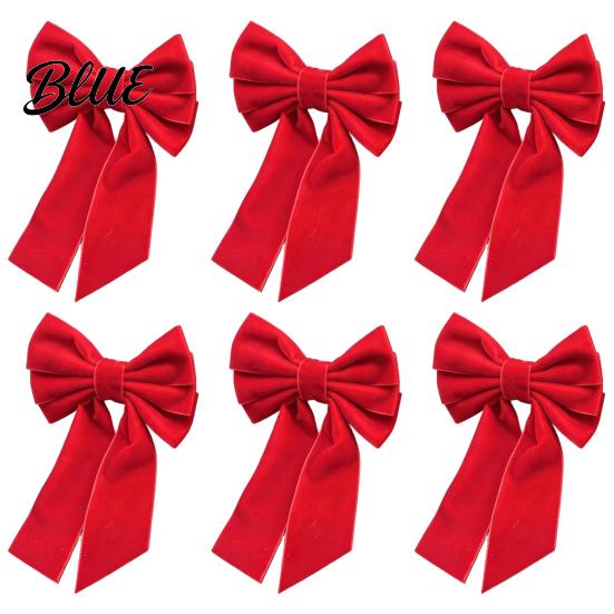 Elegant Retro Table Fabric Holders Velvet Napkin Bow Decorations 6Pcs Rings Christmas Red Decor Green Rings for Dinner Holiday