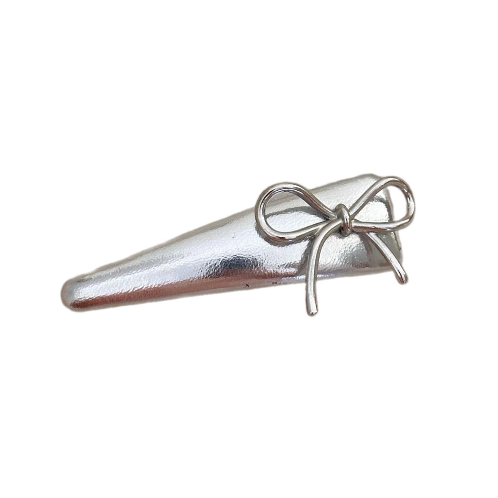 

Заколка для волос в виде банта из искусственной кожи в корейском стиле, серебристая металлическая заколка-утка, боковая шпилька, нескользящие заколки для женской укладки волос