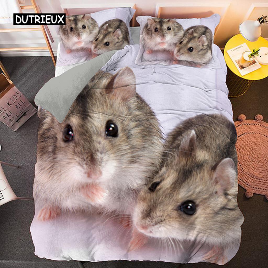 

3D хомяк пододеяльник King Queen Size прекрасный комплект постельного белья с морской свинкой для детей подростков взрослых семейных домашних животных 2/3 шт пододеяльник EU single(135x200cm)