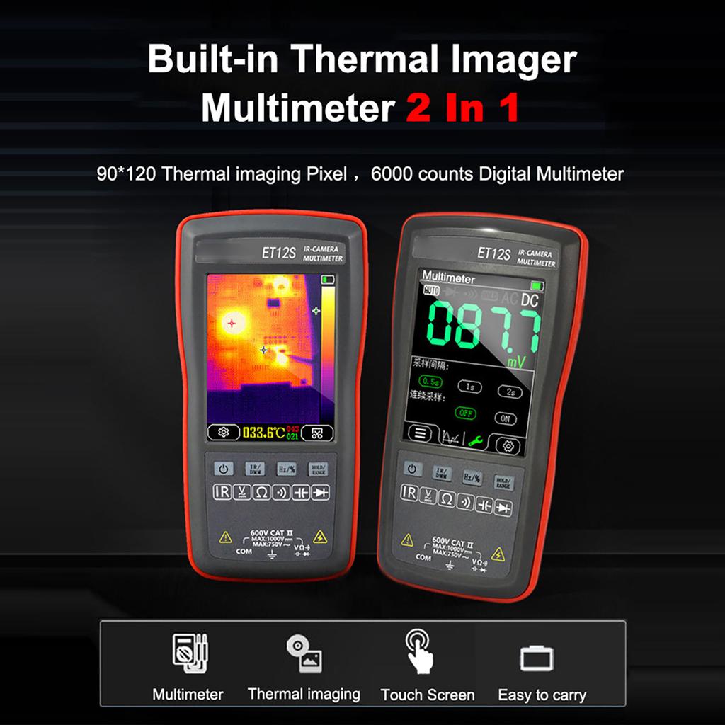   Digital Thermal Imager Multimeter 2.8inch Color Display 90*120 Thermal Imaging   6000 Counts Multimetro with Voltage Current Resistance Capac