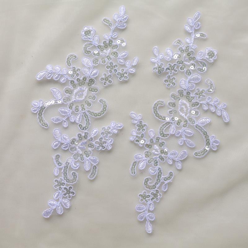 1 Paar zum Annähen & Aufbügeln Spitze Blumen Applikation Aufnäher Bestickter Stoffbesatz Aufkleber für Kleiderflicken DIY Bastelarbeiten