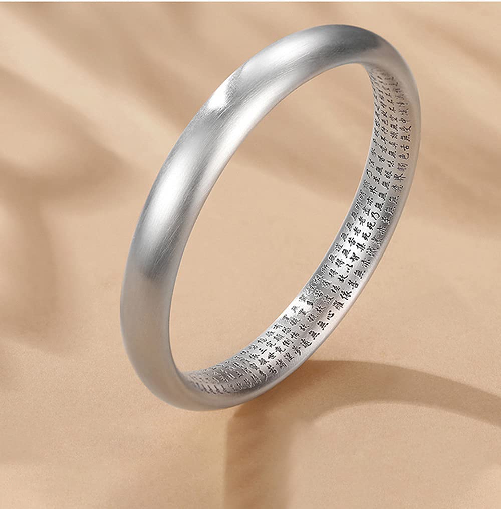 Silver Mantra Heart Sutra Amulet Engraved Protection from Good Fashion Accessory Women's Bangle, Bangle, Six-Character Mantra, Evil, Luck, (Hikarimen