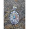 Used Indian Jewelry Style Repose Concho Pendant Bump Out Navajo Style with Kingman Turquoise Stamp Work