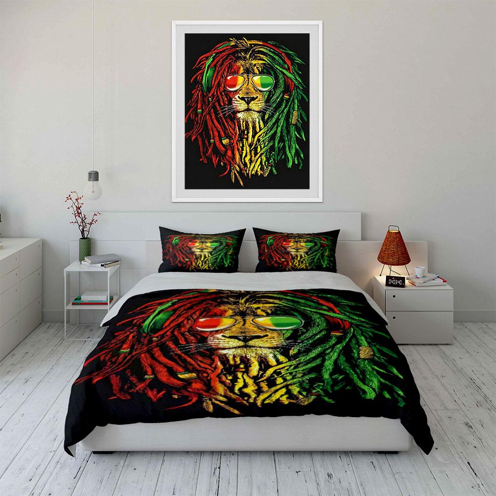 Lion with Colorful Dreadlocks. Bedding Sets Duvet Cover Sets Duvet Covers Pillowcases(1 * Duvet Cover 2 * Pillowcases Without Duvet Insert)