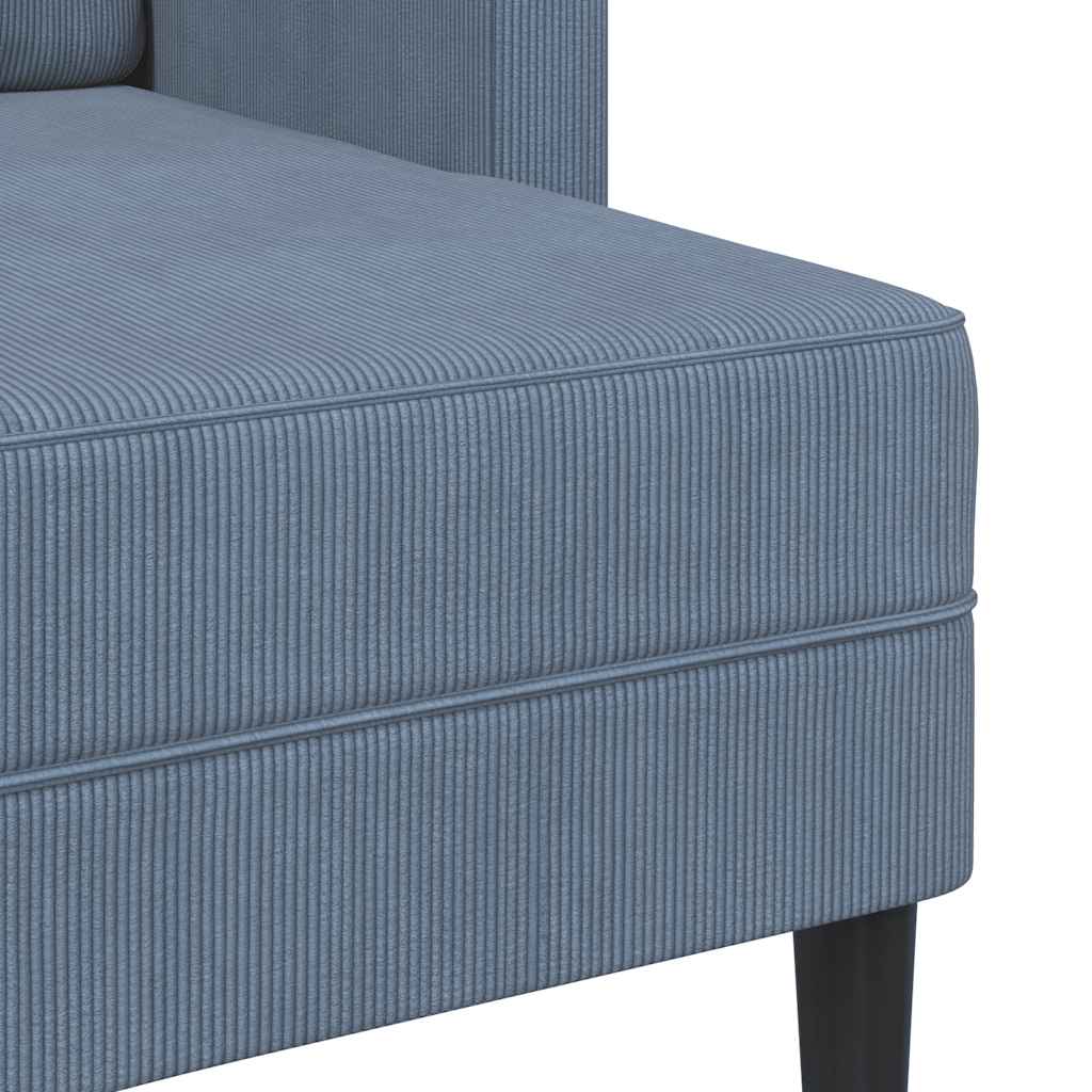2 Seater L Shaped Sofa with Chaise Longue Blue 125 cm Linen