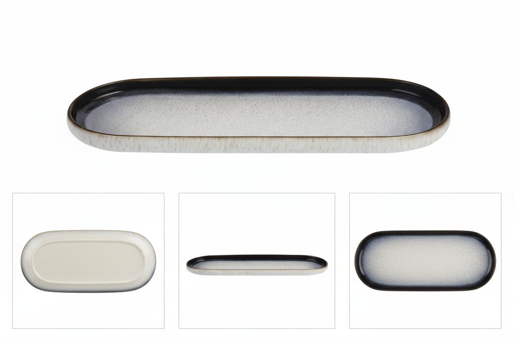 Ceramic Plate 40 Cm Luna Line Oval Large For Serving
