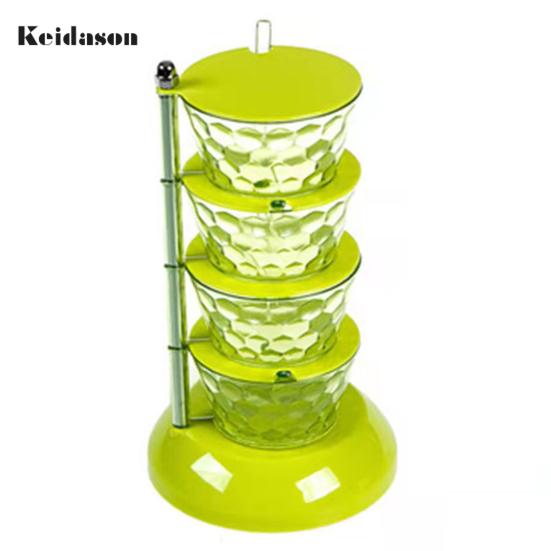 

Удобная, хорошо герметизирующая, видимая банка для приправ, вращающаяся коробка с дизайном, кухонные принадлежности Four Layer жёлтый