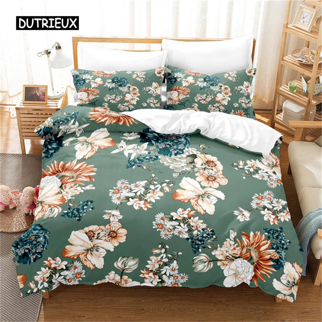 Flower Bedding Set Tropical Plants European Vintage Flower Duvet Cover Bedroom Gorgeous Bedding for Women Girl Gift Decorations