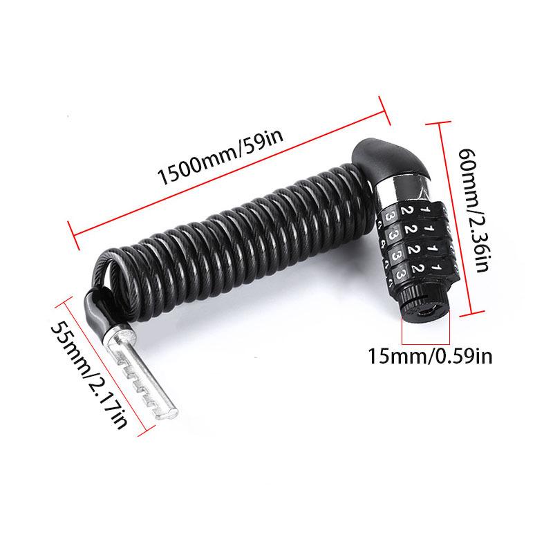 Bicycle Lock Helmet Lock Bicycle Safety Lock Password Rope Lock Steel Wire Lock Mountain Bike Backpack Lock Portable Steel