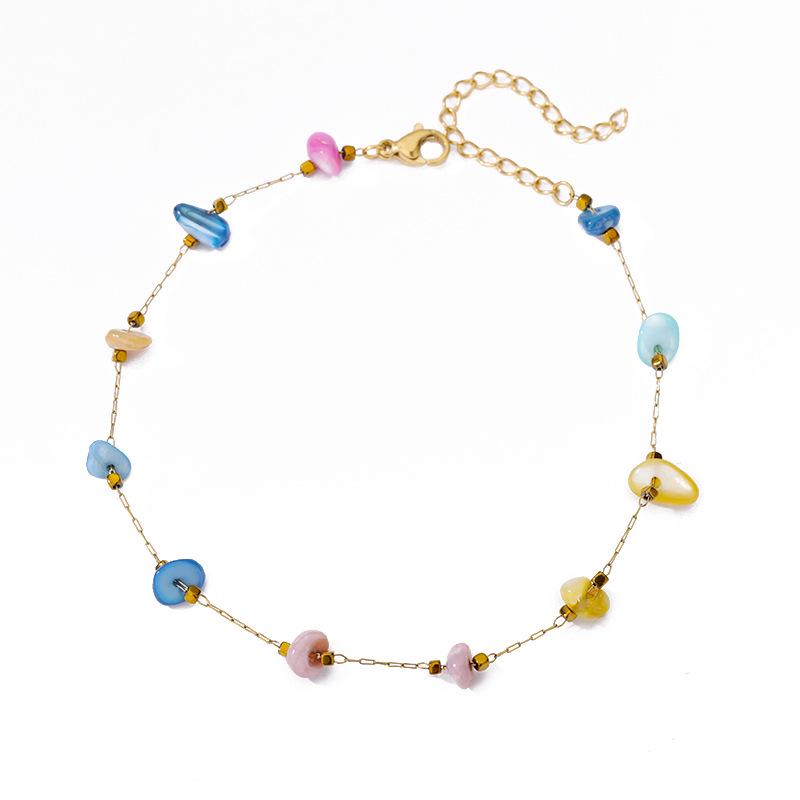Women’s Colorful Demon Eye & Irregular Pearl Anklet: European & American Style, Personalized Design