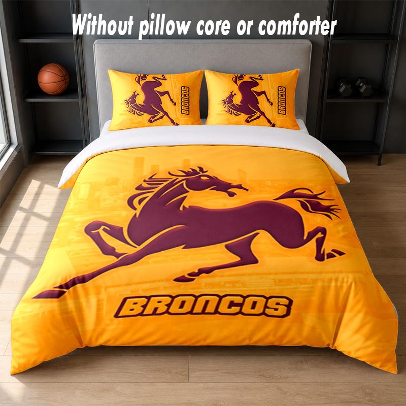 Set Biancheria da Letto Design Brisbane Broncos 1 Copripiumino + 2 Federe Morbido Traspirante Biancheria da Letto per la Casa