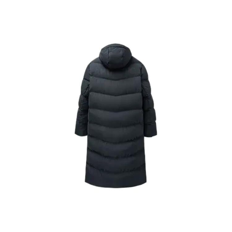 Anta Letter Print Hidden Zipper Long Hooded Down Jacket Men Outerwear Black 952248911-2