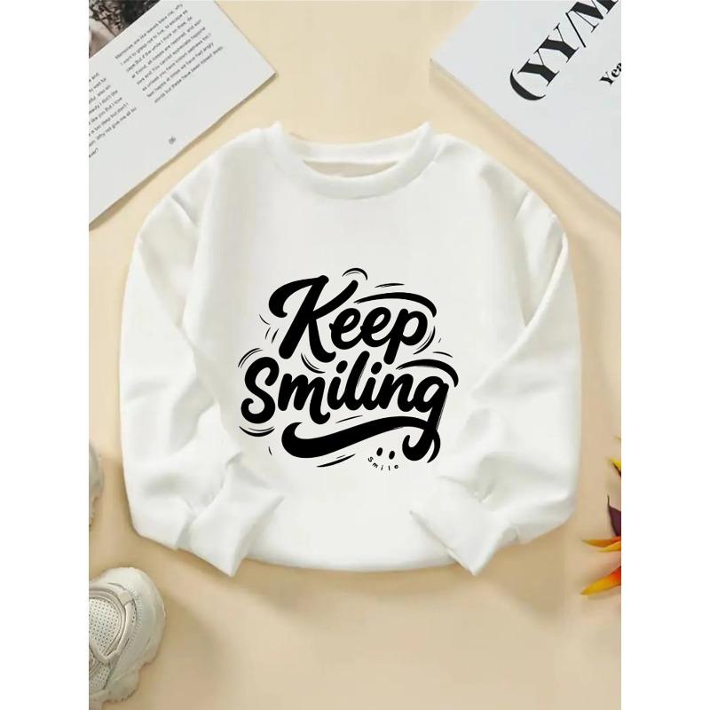 Kids Crewneck Sweatshirt,  Keep Smiling  Print 110 белый