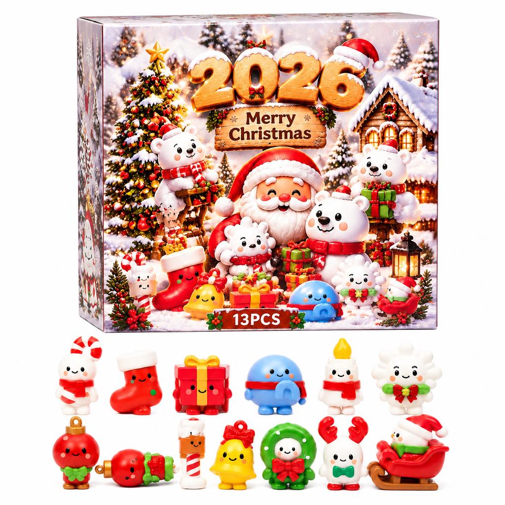 Christmas Advent Calendar Countdown with 13 3D Ornament Collectibles for Holiday Decor