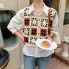 Women's Autumn and Winter Versatile V-Neck Vest Retro Hollow-Out Korean-Style Sweet Designer Niche Loose Top