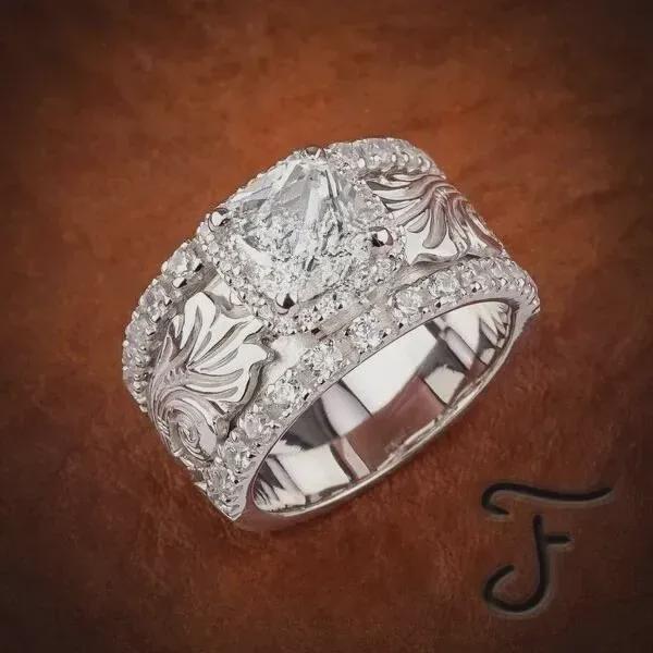 

Hecheng Retro Carved Gemstone Statement Ring for Women Size 10 платиновый