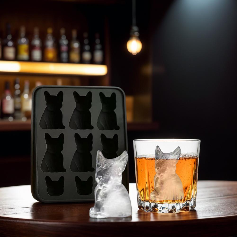 French Bulldog Ice Mold 3D Silicone Dog Ice Tray Fun Animal Shape Popsicle Mold for Whiskey Party Drinks French Bulldog Ice Mold