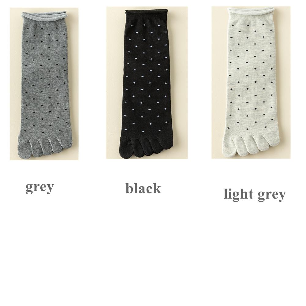 3 Pairs Toe Socks Women Middle Tube Five Finger Socks Cute Dots High Quality Cotton Crew Socks with Separate Fingers