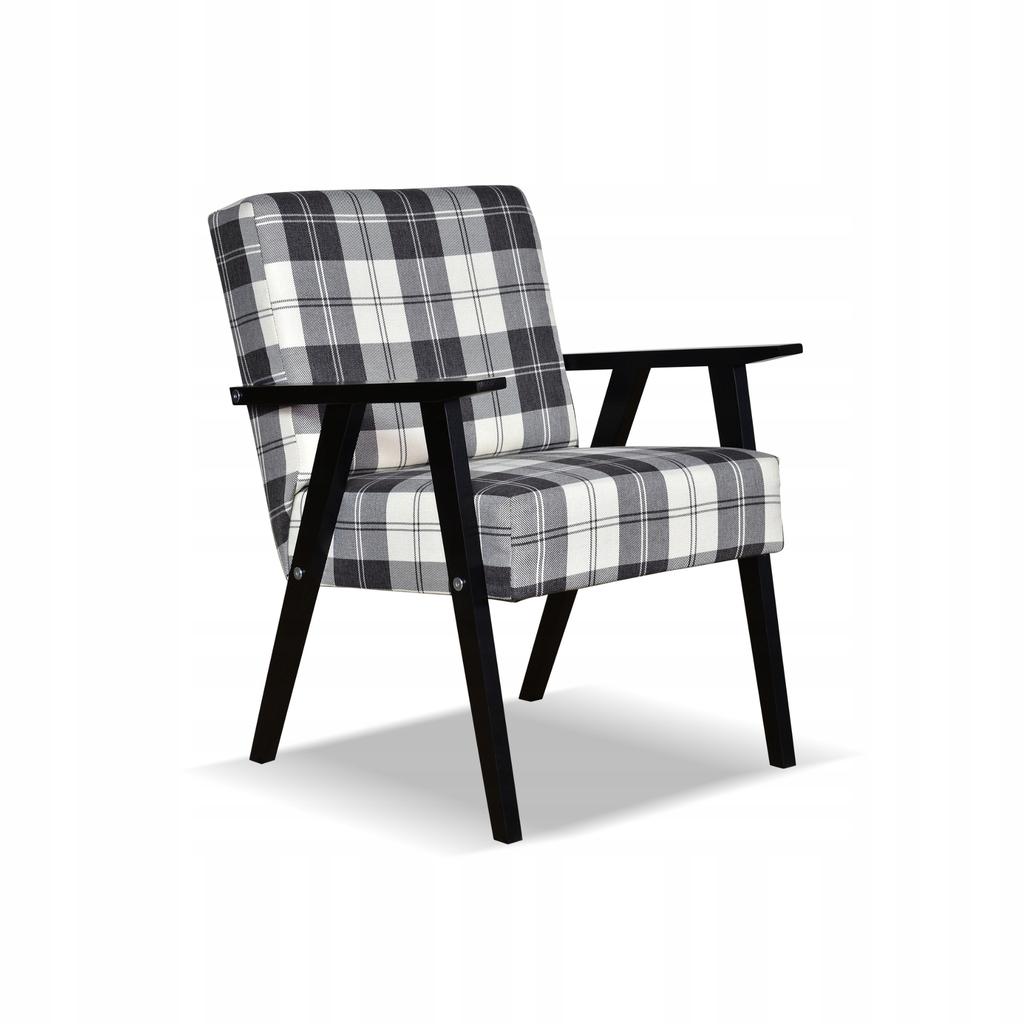 Fotel PRL zestaw retro vintage SOLER Family Meble krata granatowo - biała