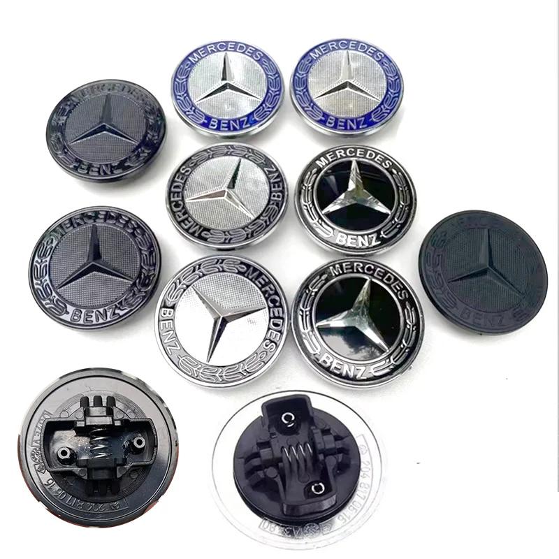 For Benz W126 57mm car aluminum hood emblem for Mercedes Benz MB AMG A B C E G W212 W213 W214 front badge modification accessories suitable