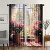 2 Pcs Windowsill Rose Print Curtains,suitable for Bedroom,living Room Kitchen Decoration,home Decoration,window Decoration