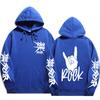 Stray Kids ROCK‑STAR Rock Hand Sign Pullover Hoodie Devil Horns Hand Rock Lettering Graphic Drawstring Hood Oversized Unisex KPop Streetwear Fan Merch