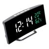 LED Mirror Alarm Clock Curved Screen 12 24 Hour Temperature Humidity Display Snooze Mode Electric Alarm Clock