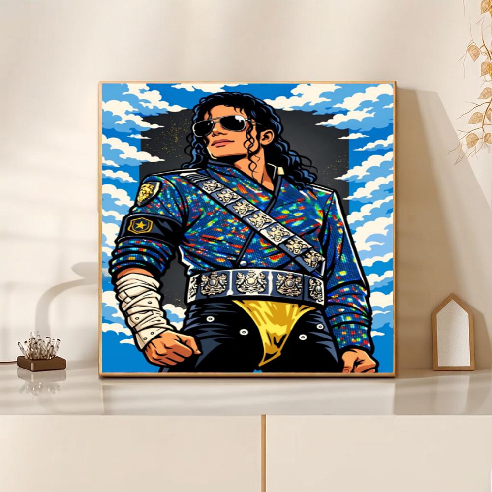 Michael Jackson Retro Dance Tribute 5D Round Diamond Painting Kit Diamond Embroidery Painting Rhinestones Mosaic Frameless Handwork Decoration Arts