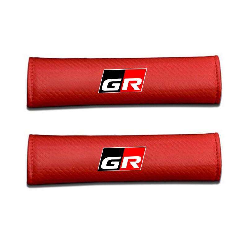 For Toyota GR 86 Supra Yaris RAV4 Prius Corolla C-HR Auris TRD 2pcs Carbon Fiber Leather Safety Belt Shoulder Cover Accessories