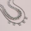 Jewelry, personalized handmade micro-inlaid exaggerated thick chain necklace, vintage Cuban chain butterfly fringed necklace