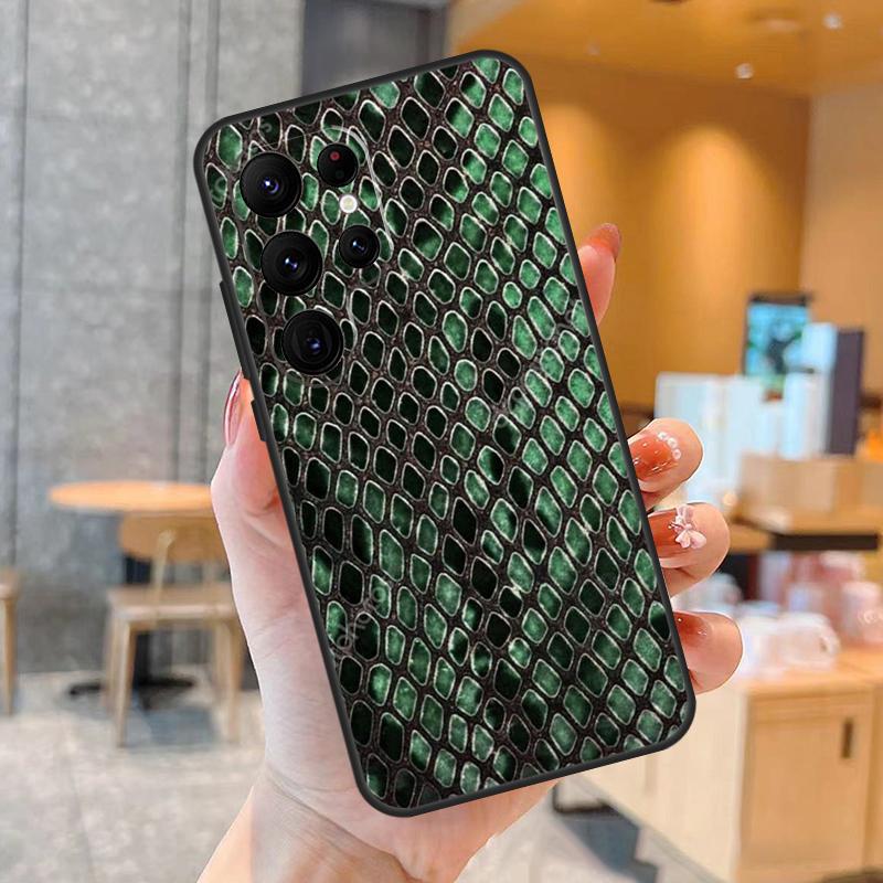 Snake Skin Print Case For Samsung Galaxy S23 S22 Ultra S20 S21 FE S9 S10 Note 10 Plus Note 20 Ultra Cover